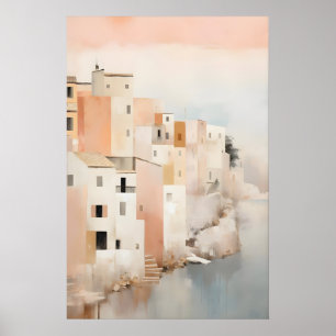 Küstenstadt-Kunstposter Abstrakte Meereslandschaft Poster