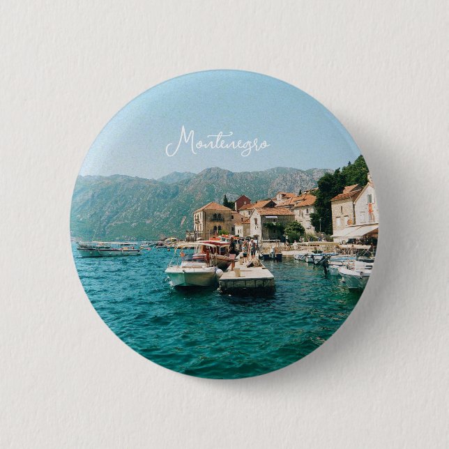 Küstenstadt Perast, Montenegro Button (Vorderseite)