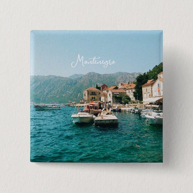 Küstenstadt Perast, Montenegro Button (Vorderseite)