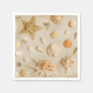 Küstenstarfish-und Seashells-Strand-Foto Serviette