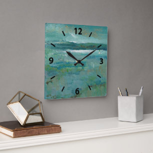 Küstenstrand-abstrakte Ozean-Kunst Quadratische Wanduhr