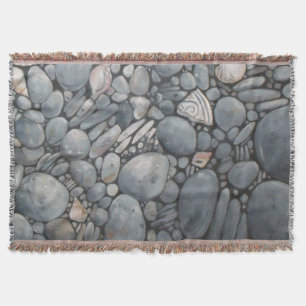 Küstenstrand Kiesel und Muscheln Druck Decke