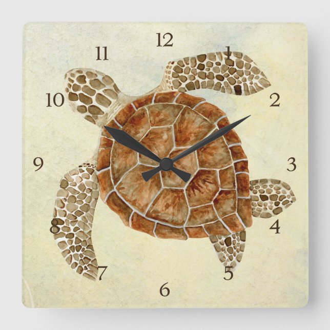 Küstenstrand Meer Küstenlandschaft Collage Sea Tur Quadratische Wanduhr (Vorderseite)
