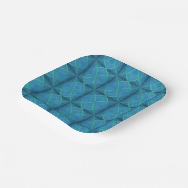 Küstenstrand Salty Waves Muster auf schwarz Pappteller (Gewinkelt)