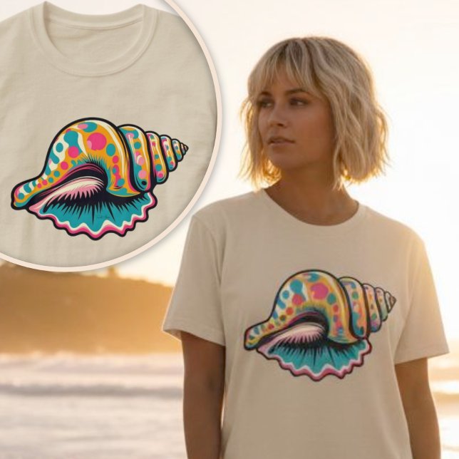 Küstenstrand Seashell Whimsical Pop Art T-Shirt (Coastal Beach Seashell Whimsical Pop Art T-Shirt.)