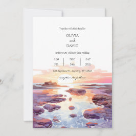 Küstenstrand Sunset Tide Pools Hochzeit Einladung
