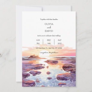 Küstenstrand Sunset Tide Pools Hochzeit Einladung
