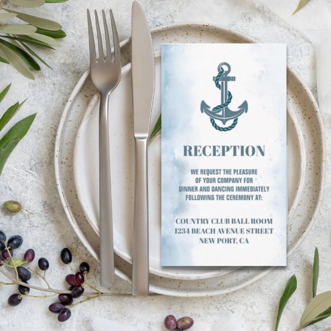 Küstenstrandanchor - Ankerrichtung für Hochzeiten Begleitkarte (Coastal Beach Anchor Nautical Wedding Direction Enclosure Card)