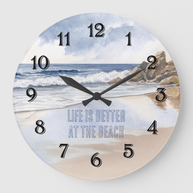 Küstenstrandsand Große Wanduhr (Vorderseite)