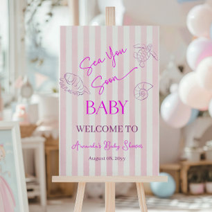Küstenstreifen Mädchen Meer Sie Baby Shower Willko Poster