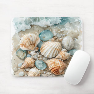 Küstenszenen-Wasserfarben-Treibholz Mousepad