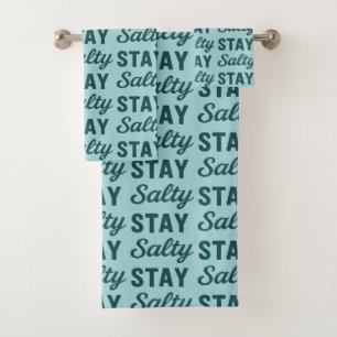 Küstenteal Blau Bleib Salzig Grafik Stranddekorati Badhandtuch Set