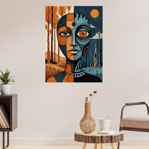 Küstenteleuchtturm Doppelbelichtung Aquarell Poster