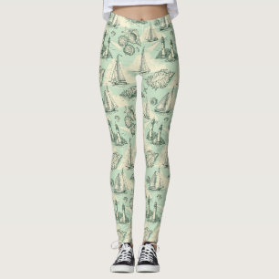 Küstentoilette mit Leuchttürmen, Segelbooten Leggings