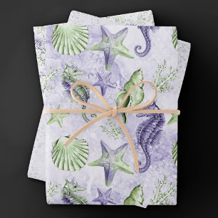 Küstentraum Süßes Lila und Grün unter Wasser Geschenkpapier Set