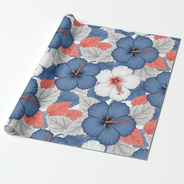 Küstentropisches Hibiskus-Muster (1) Geschenkpapier (Ungerollt)