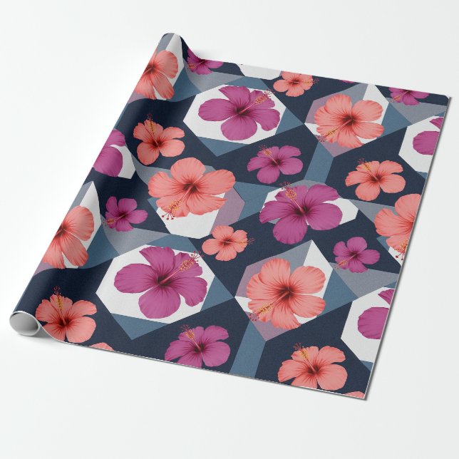 Küstentropisches Hibiskus-Muster (8) Geschenkpapier (Ungerollt)