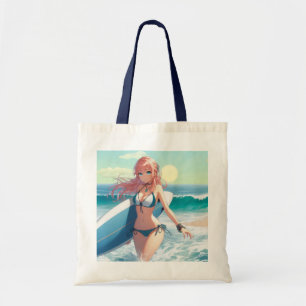 Küstentyp/nautischer/tropischer Anime-Surfergirl Tragetasche