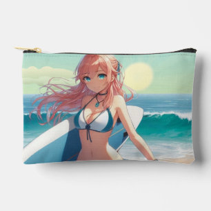 Küstentyp/nautischer/tropischer Anime-Surfergirl Zubehörtasche