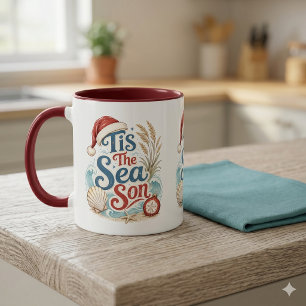 Küstentypografie für Weihnachten ist die Meereszei Tasse