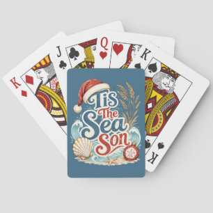Küstentypografie für Weihnachten: Tis Sea Son Spielkarten