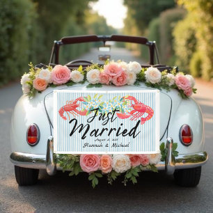 Küstenvibes-Blumen-Just-Married-Autobanner Banner