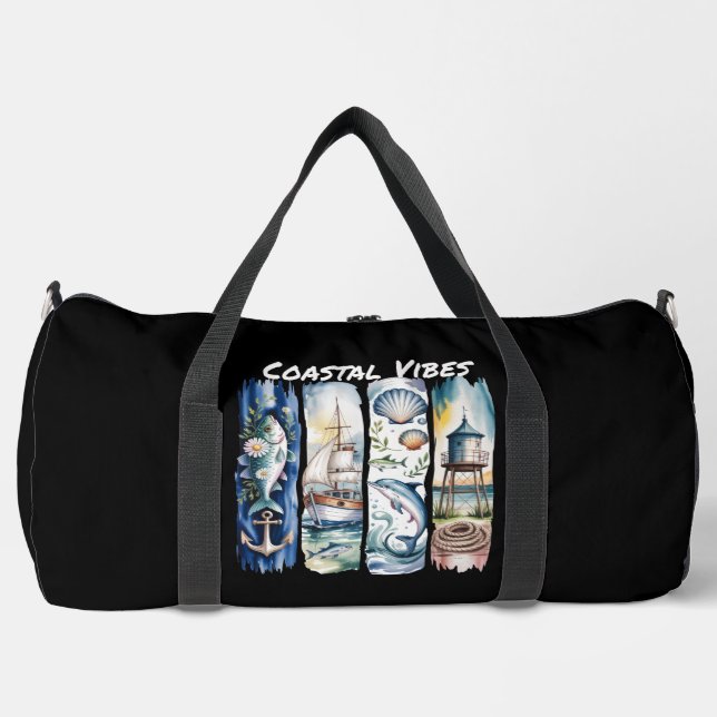 Küstenvibes Nautische Elemente Ozeankunst Duffle Bag (Vorderseite)