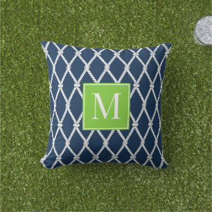 Küstenvorbereitung Nautical Monogramm – Navy & Lim Kissen