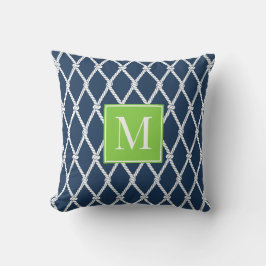 Küstenvorbereitung Nautical Monogramm – Navy & Lim Kissen