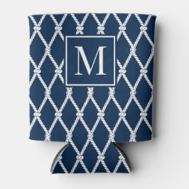 Küstenvornehm-nautisches Monogramm - Navy & Weiß Dosenkühler