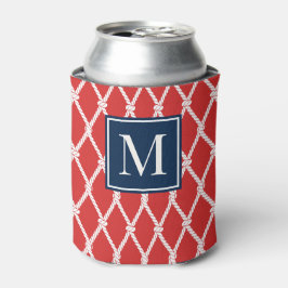 Küstenvornehm-nautisches Monogramm - Rot & Navy Dosenkühler