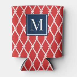 Küstenvornehm-nautisches Monogramm - Rot & Navy Dosenkühler