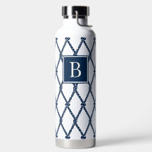 Küstenvornehm-nautisches Monogramm - Weiß & Navy