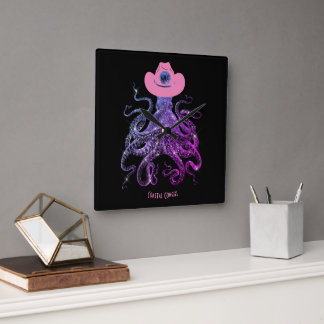 Küstenwache Silver Pink Monogram Wall Clock Quadratische Wanduhr