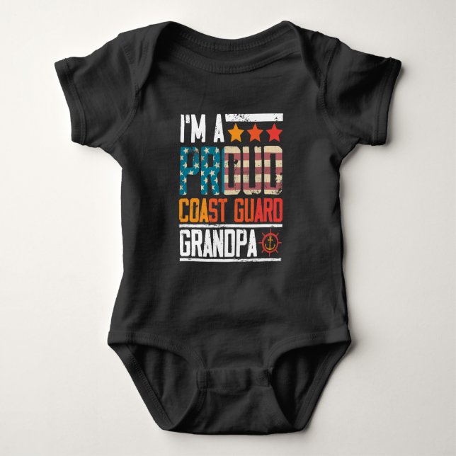 Küstenwache Veteran Großvater Patriot US-Flagge Baby Strampler (Vorderseite)