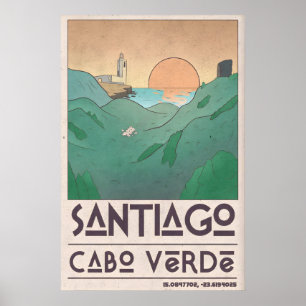 Küstenwand-Kunstprint Sonnenuntergangsstrand Szene Poster