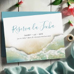 Küstenwasserfarbe Save the Date auf Spanisch<br><div class="desc">Erzählen Sie Ihre Verlobung mit dieser schönen Save the Date Karte auf Spanisch, perfekt für eine Hochzeit in Urlaubsort am Meer! Mit "Reserva la Fecha" in stilvoller Schrift-Typografie, erfasst diese Karte das Wesen eines tropischen Sommers mit einer Nachbildung meiner ursprünglichen Wasserfarbenwellen in ruhigen Blau- und Türkistönen. Das schlichte und dennoch...</div>