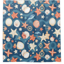 Küstenwaves & Seashells Duschvorhang