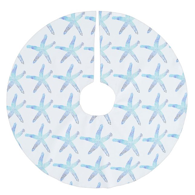 Küstenweihnachtsstarfish-Baum-Rock Polyester Weihnachtsbaumdecke (Vorderseite)