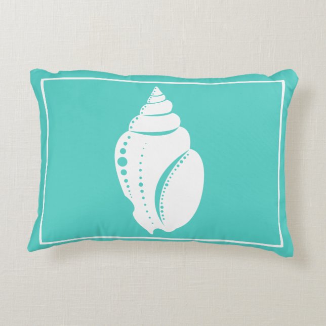 Küstenweiß Seashell & Sea Green Dekokissen (Rückseite)