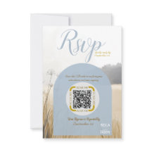 Küstenwiese RSVP QR-Code | Eleganter blauer Bogen
