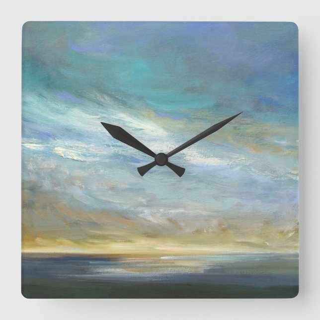 Küstenwolken Quadratische Wanduhr (Vorderseite)