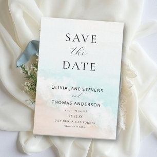 Küsterozean Strand Blaue Welle Sand Elegante Hochz Save The Date