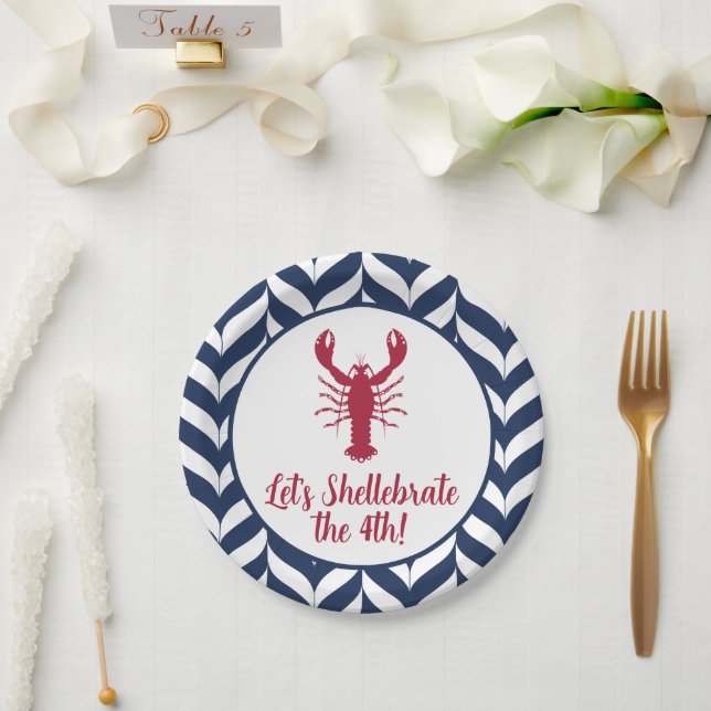 Küstlandsliebender 4. Juli Shellebrate Pappteller (Hochzeit)