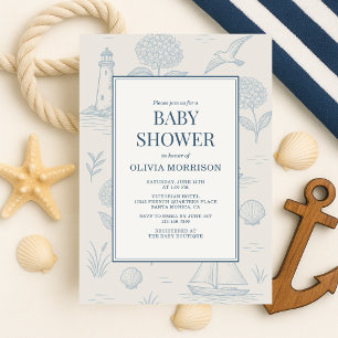 Küstlerische französische Toile-Blumen-Baby-Party Einladung