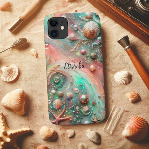 Küstliche Korallen-Mint-Muscheln und Perlen Case-Mate iPhone Hülle