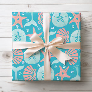 Küstliche Weihnachts-Seesterns-Muscheln-Wal Geschenkpapier