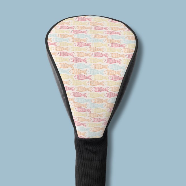 Küstliches Fischmuster Golf Headcover (Coastal catch fish shoal pattern golf head cover)