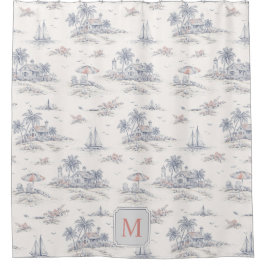 Küstliches tropisches französisches Toile-Monogram Duschvorhang