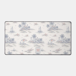 Küstliches tropisches französisches Toile-Monogram Schreibtischunterlage